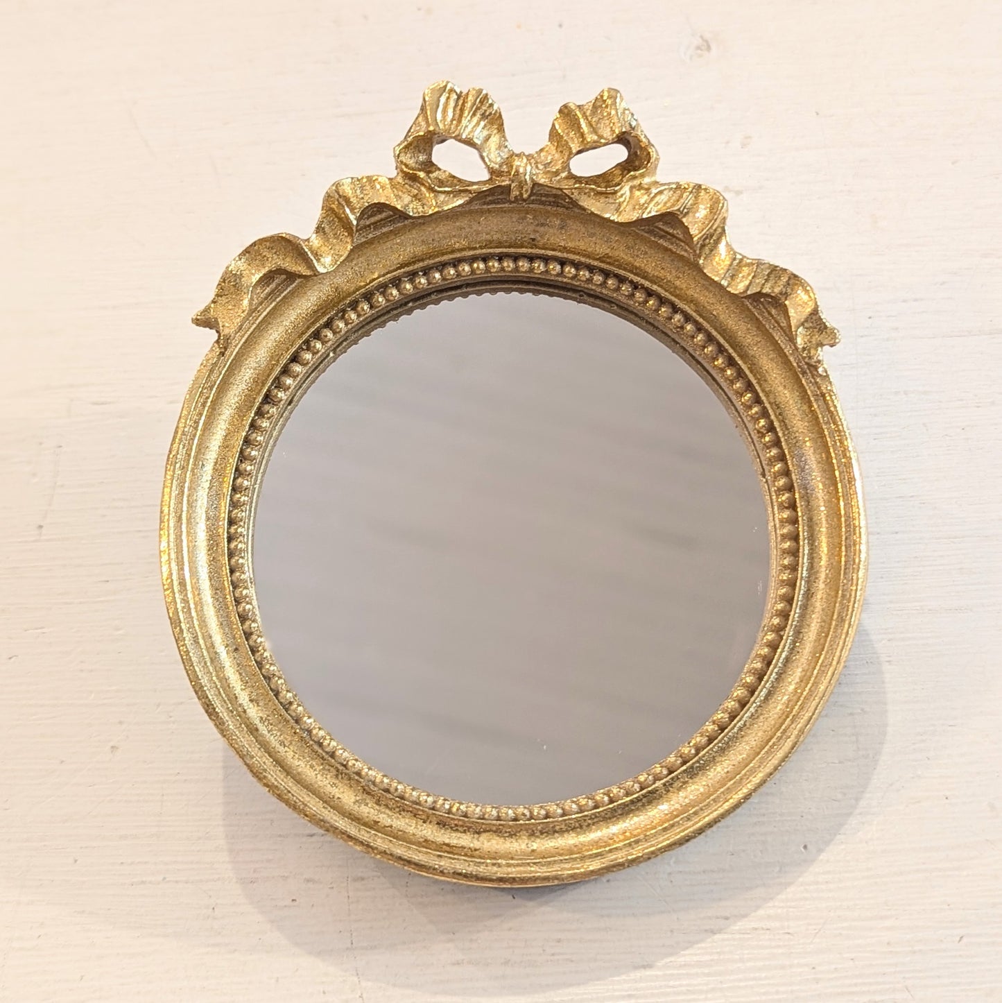 Miniature Mirror with Gold Bow Detail