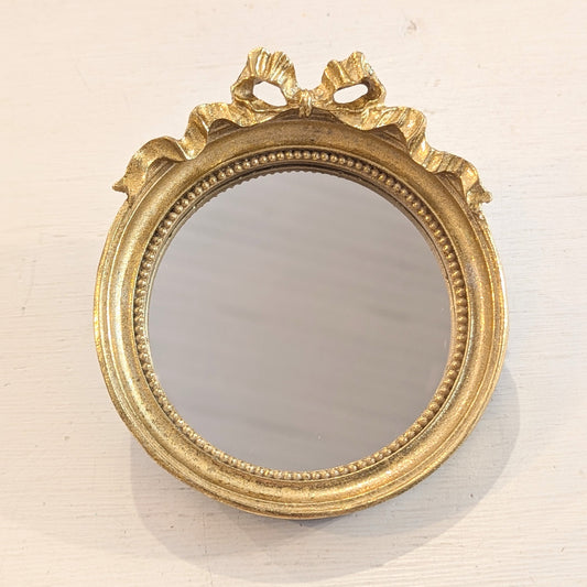 Miniature Mirror with Gold Bow Detail