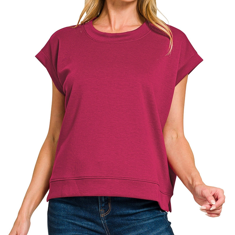 Cabernet Scuba Short Sleeve Sweatshirt Vest