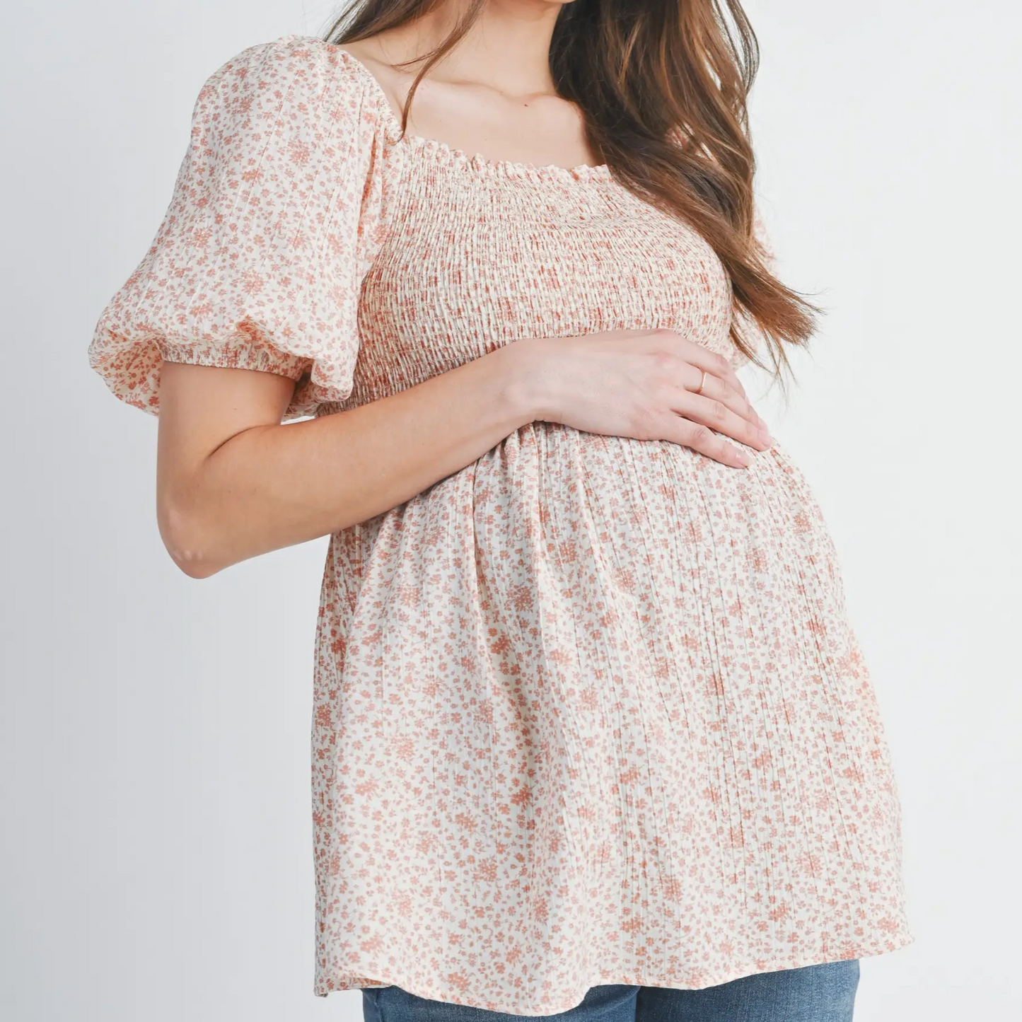 Smocked Maternity Top – Summer Floral Print