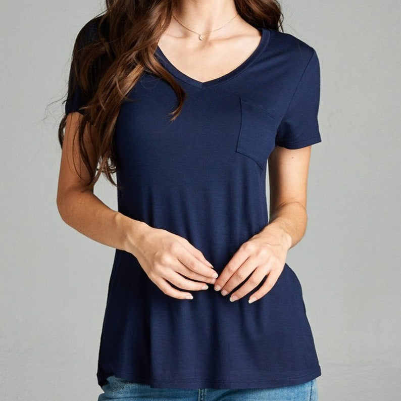V is for Victory Relaxed Pocket Tee in Navy 2210