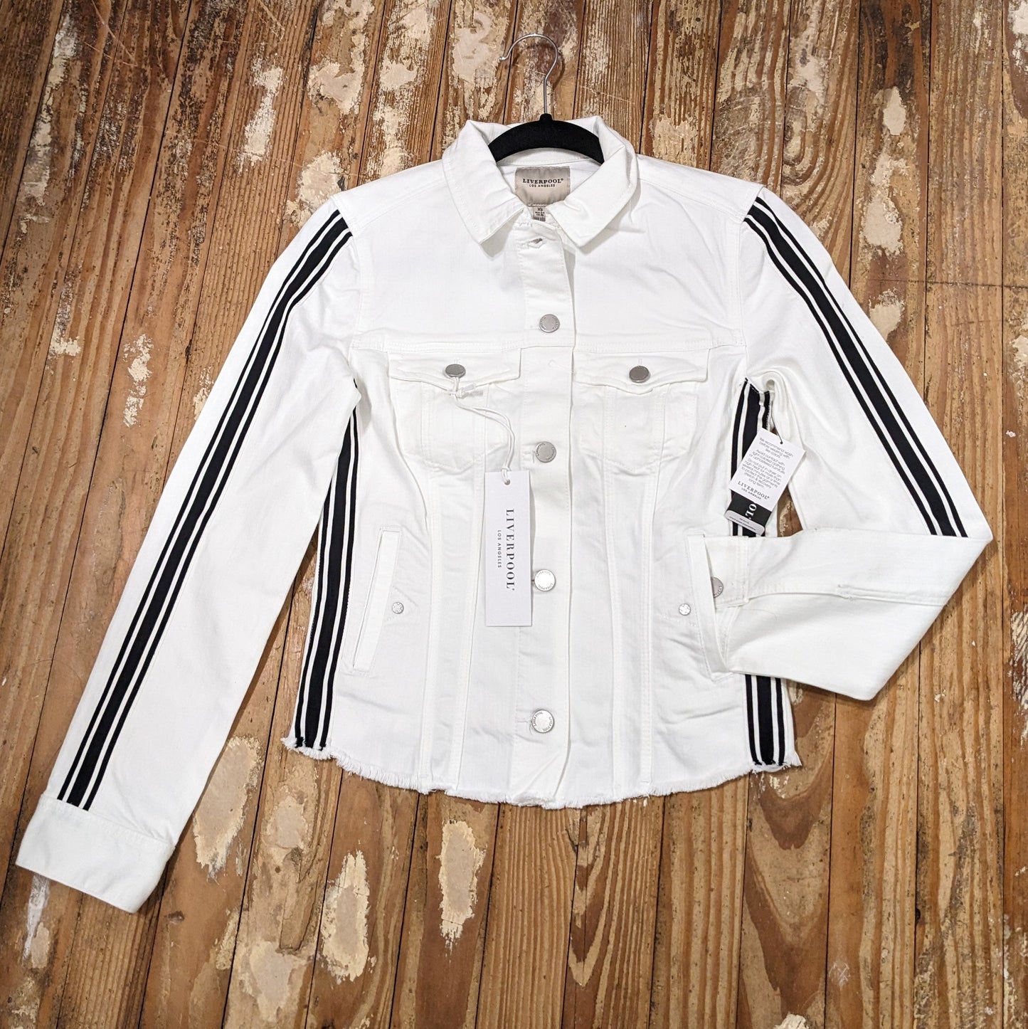 White Striped Denim Trucker Jacket