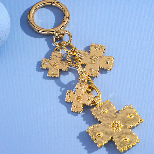 Gold Ornate Cross Bag Charm