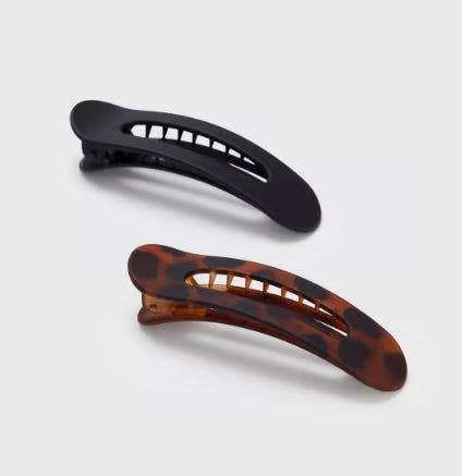 CC Flat Lay Claw Clip 2pc Flat - Black & Tort