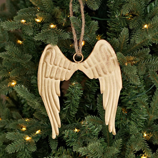 Antique Gold Metal Angel Wing Ornament
