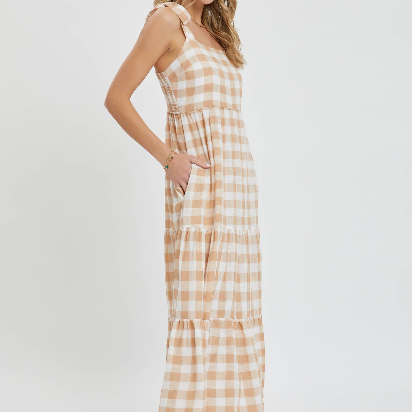 Gingham Tiered Maxi Dress