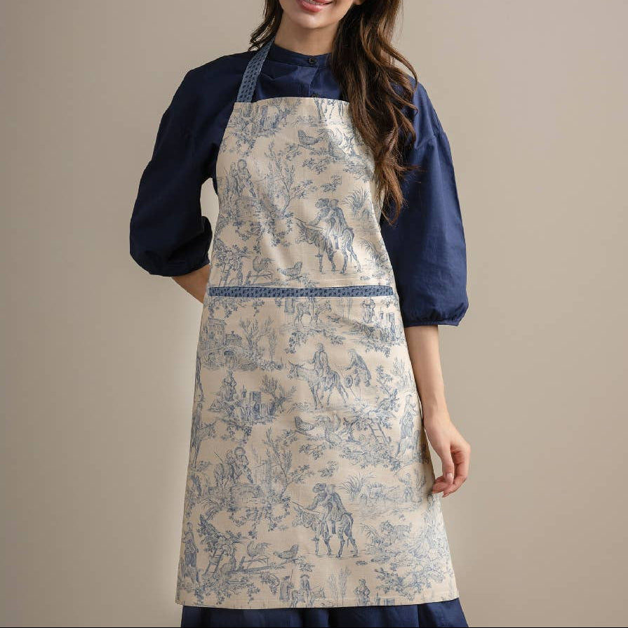 Blue Toile Cotton Apron - The Miller