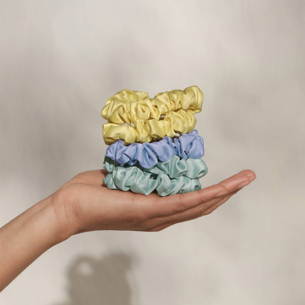 CC Ruched Satin Scrunchies 5pc Set - Multi-color