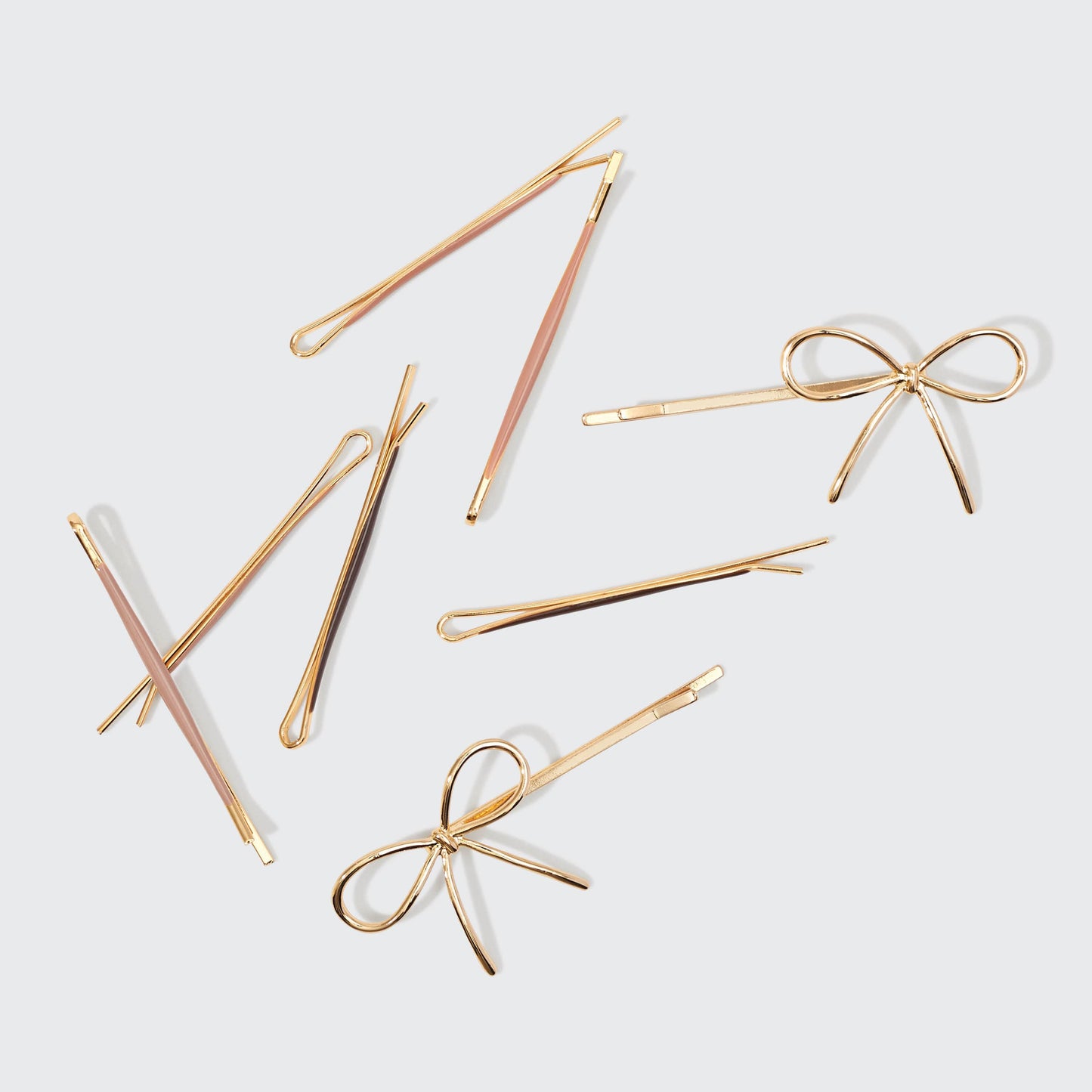 CC Metal Enamel Cloud & Bow Bobby Pins 8pc Set - Rosewood