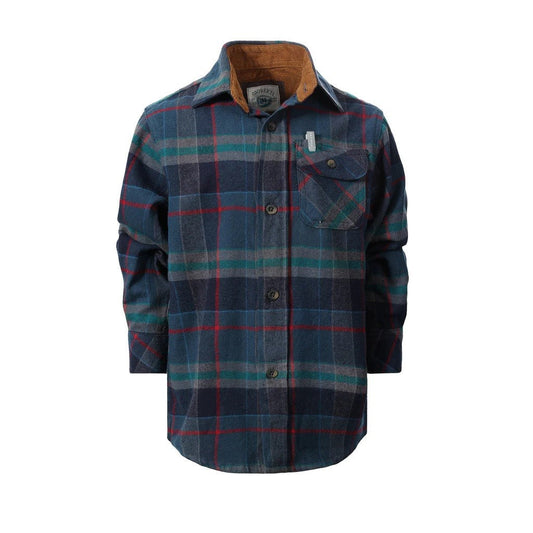 Long Sleeve Navy Flannel Shirt with Corduroy Contrast BOYS 312