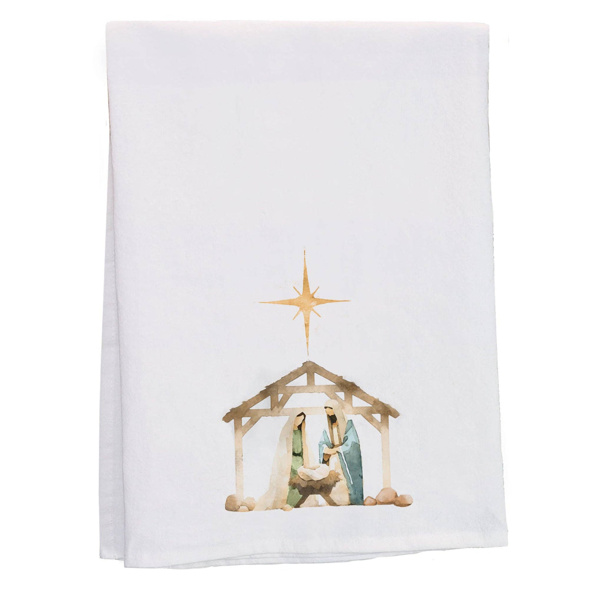 Watercolor Nativity Stable - Tea Towels