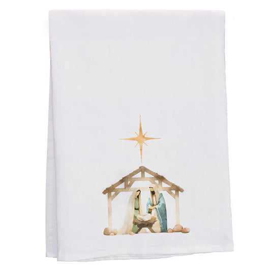 Watercolor Nativity Stable - Tea Towels