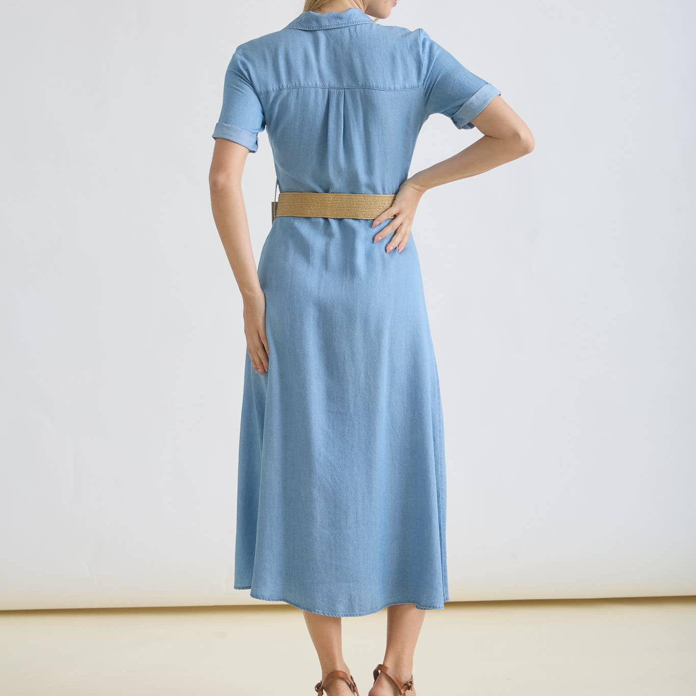 Town and Garden Belted Shirt Midi Dress