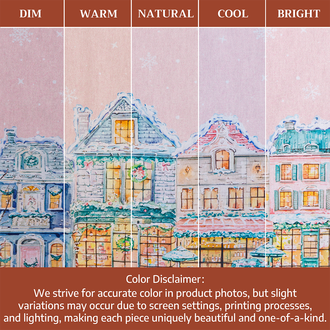 Pink Christmas Village Cotton Kitchen Towel (varies)