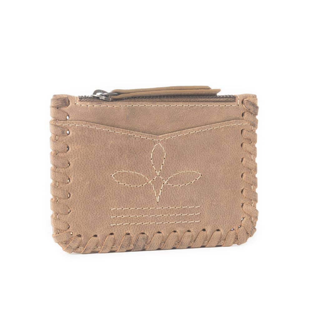 CC Western Embroidered Credit Card Holder In Beige 12823