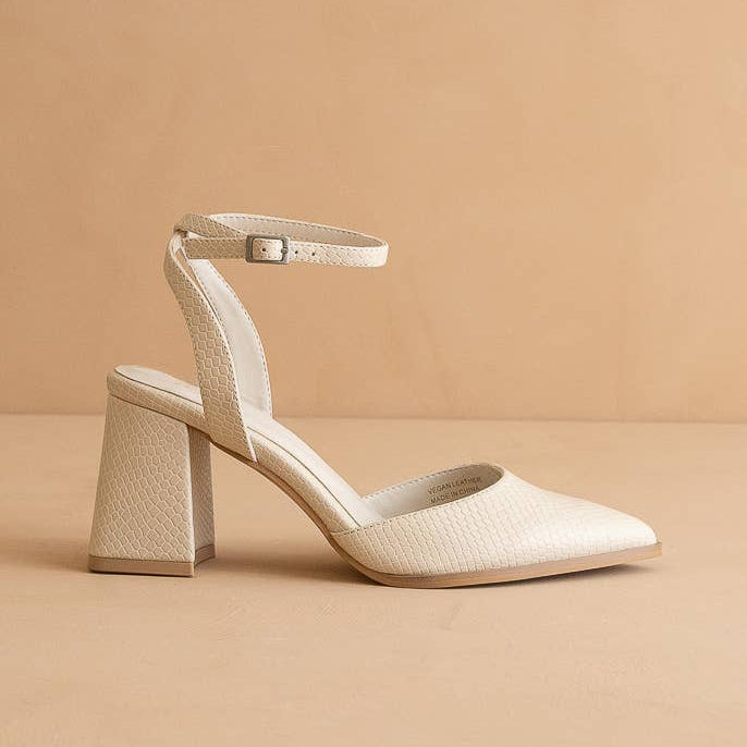 The Garden Party Heel - Cream Pointed Toe with Ankle Strap
