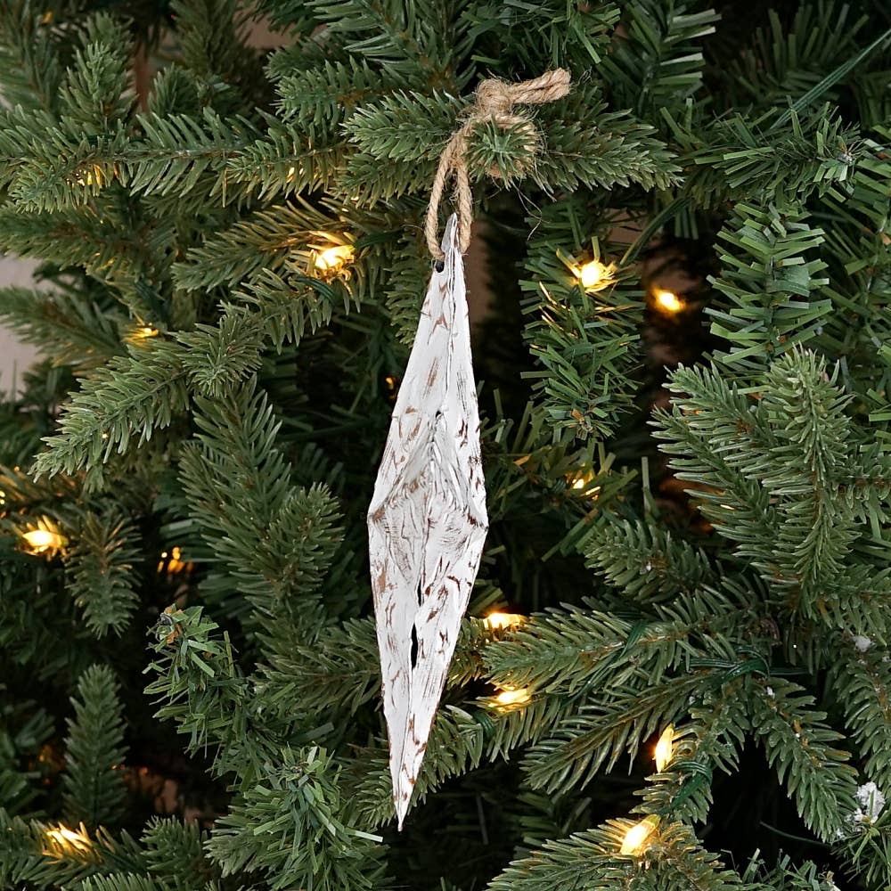 Vintage White Metal Dimensional Star Ornament