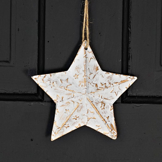 Vintage White Metal Dimensional Star Ornament