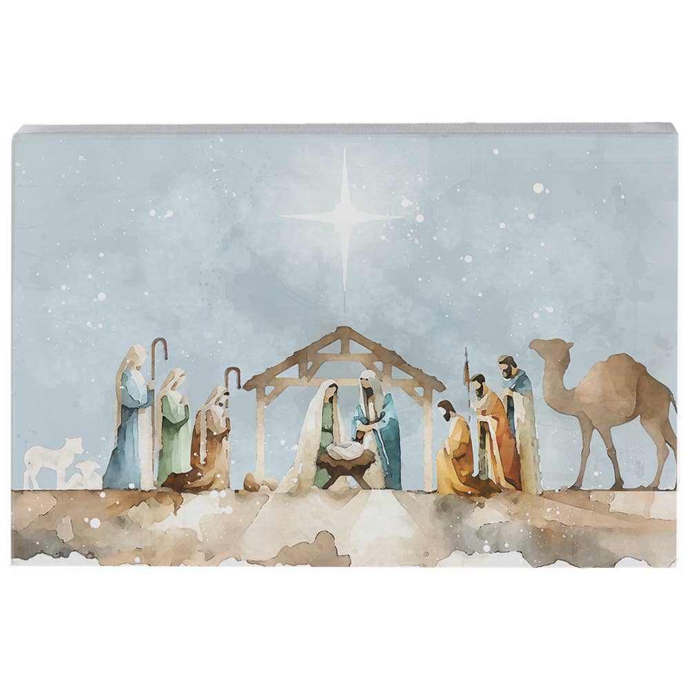 Watercolor Nativity Scene Sign
