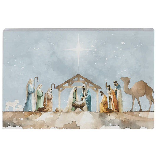 Watercolor Nativity Scene Sign