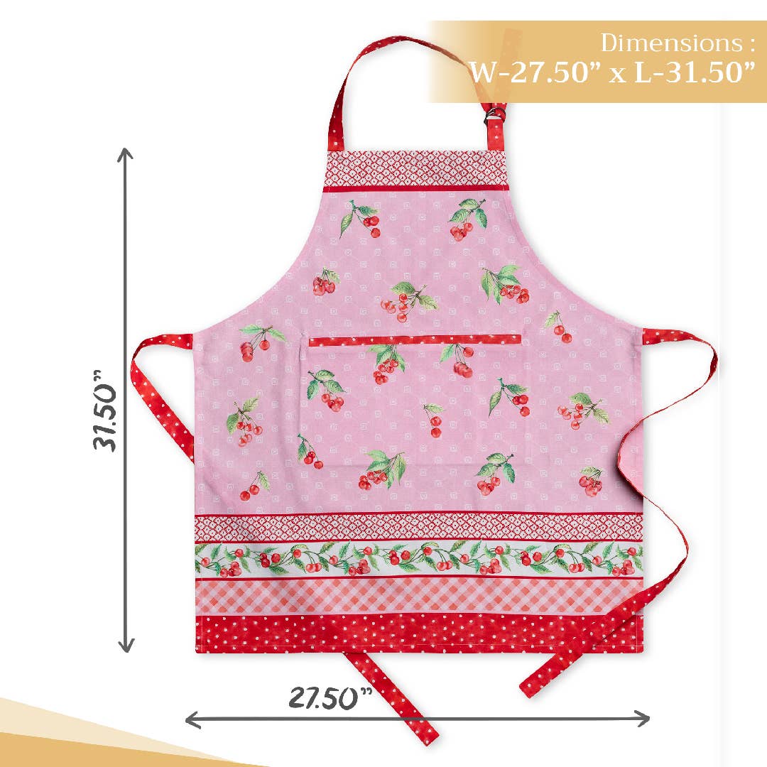 Apron 100% Cotton - Pink Cherries