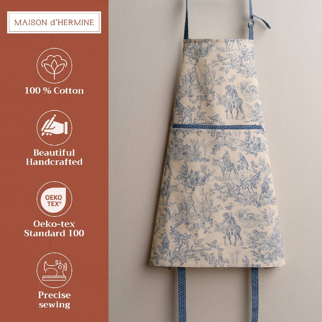 Blue Toile Cotton Apron - The Miller
