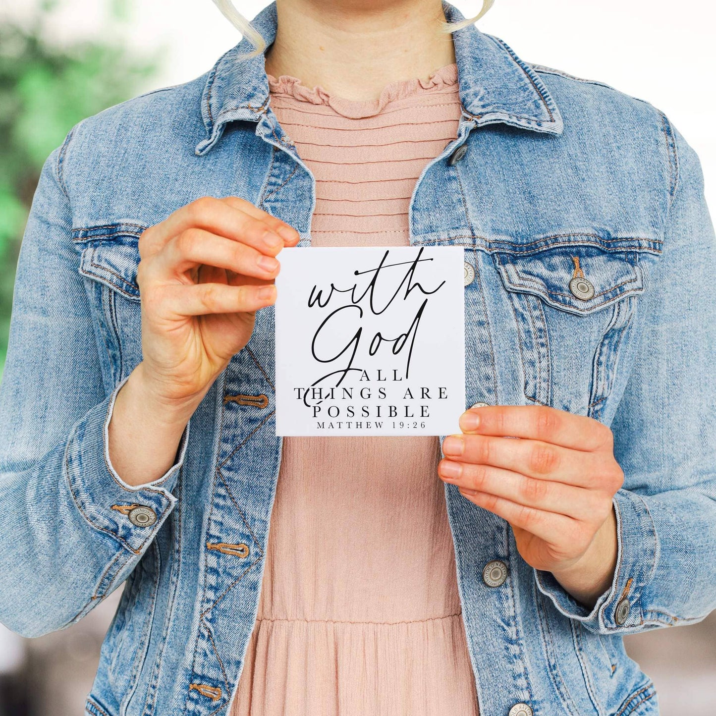 With God All Things Are Possible Ceramic Coaster