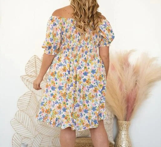 Floral Peasant Dress PLUS