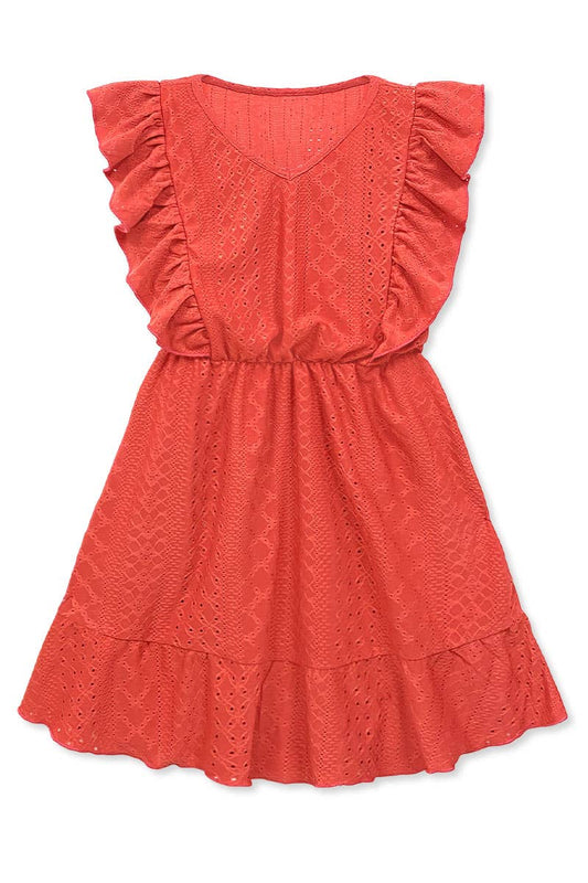 Girls Eyelet Dress w/ Ruffle Front Girls 7-14 471