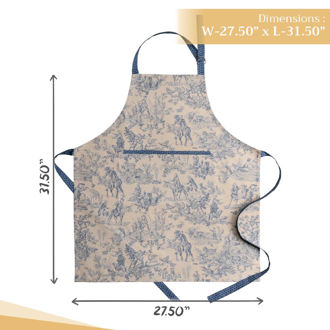 Blue Toile Cotton Apron - The Miller
