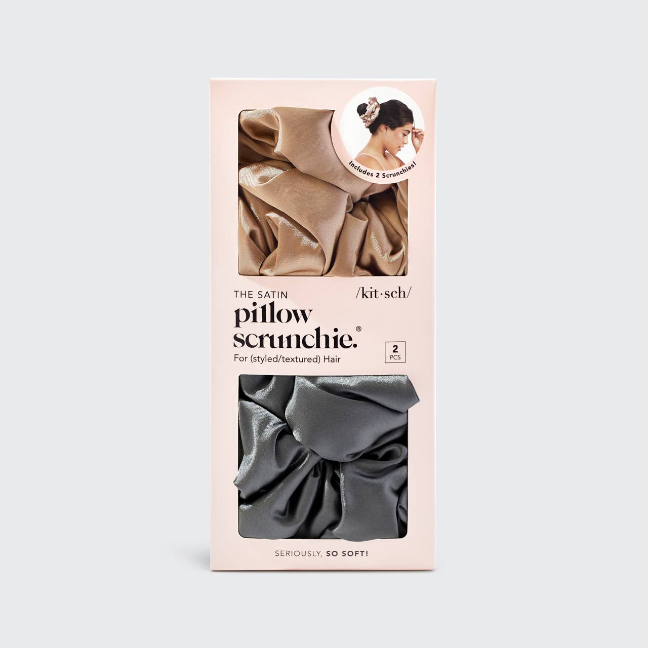 CC Satin Sleep Pillow Scrunchies - Charcoal/Gold