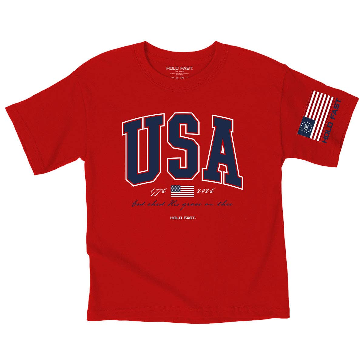 Hold Fast Kids T-Shirt USA Strong Red