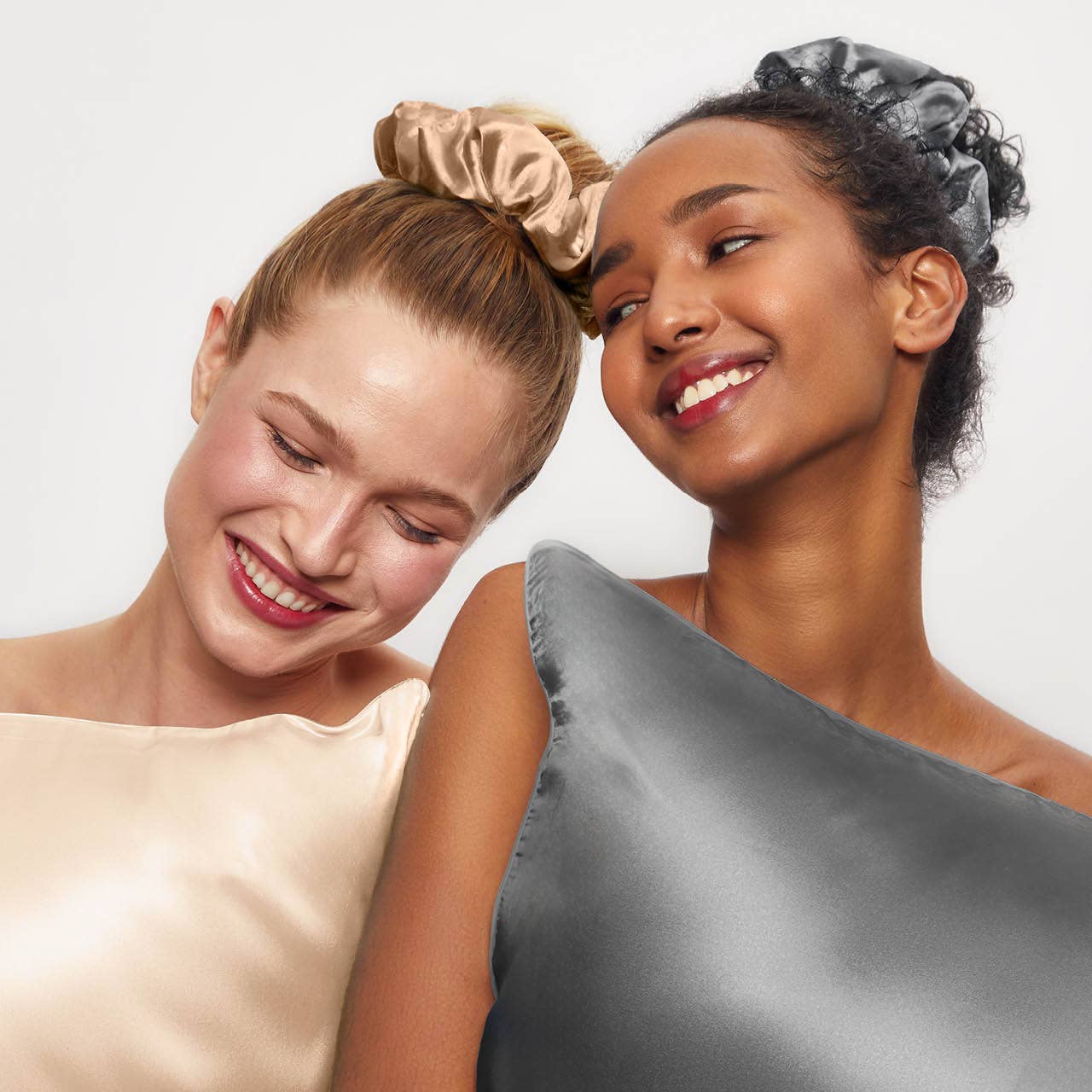 CC Satin Sleep Pillow Scrunchies - Charcoal/Gold
