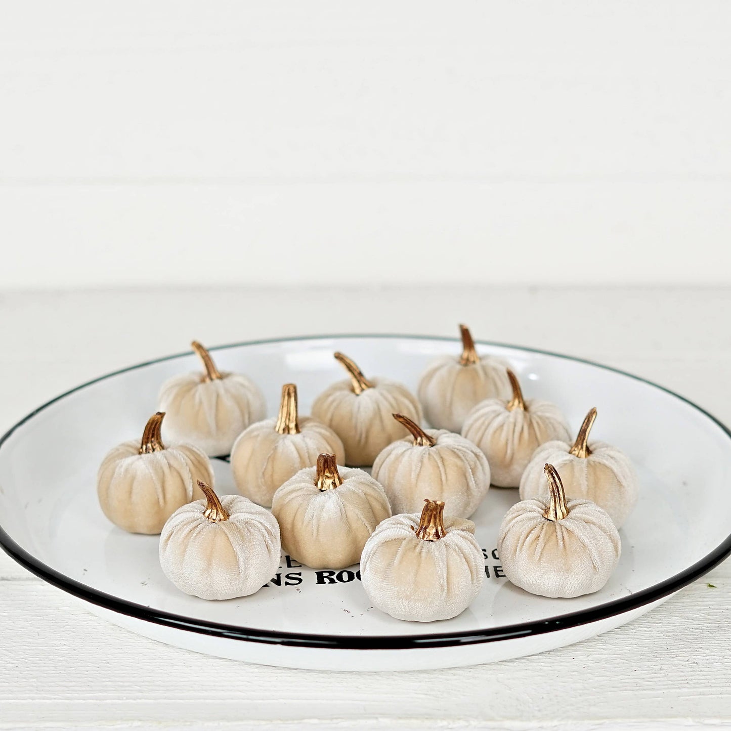 Bag of 6 Velvet 2in Pumpkins in Champagne