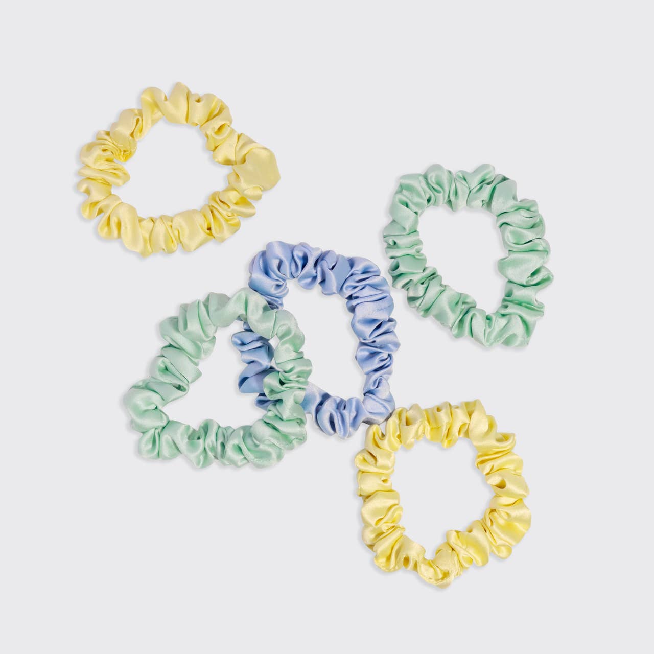 CC Ruched Satin Scrunchies 5pc Set - Multi-color