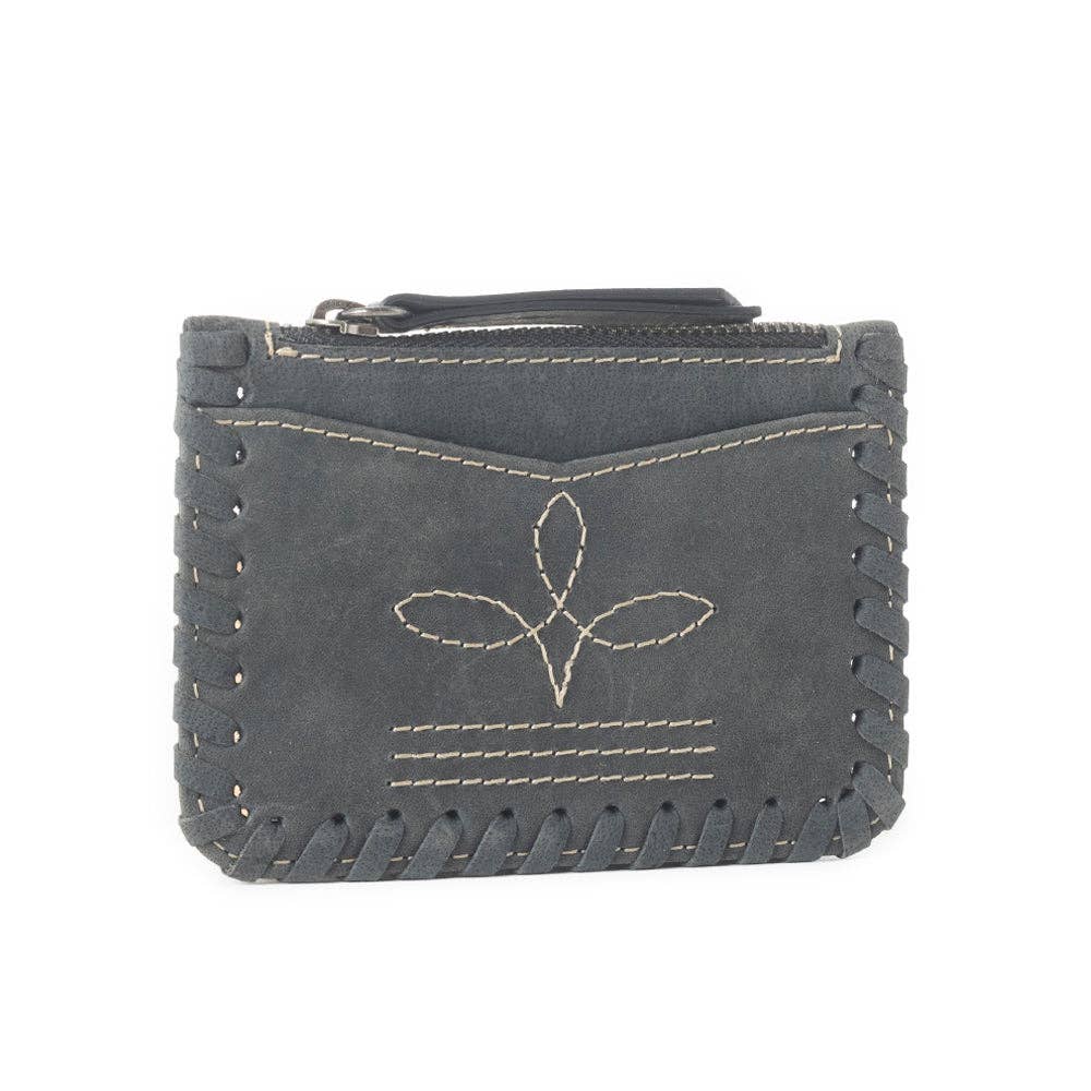 CC Outlander Edge Western Embroidered Credit Card Holder in Ash Grey 12822