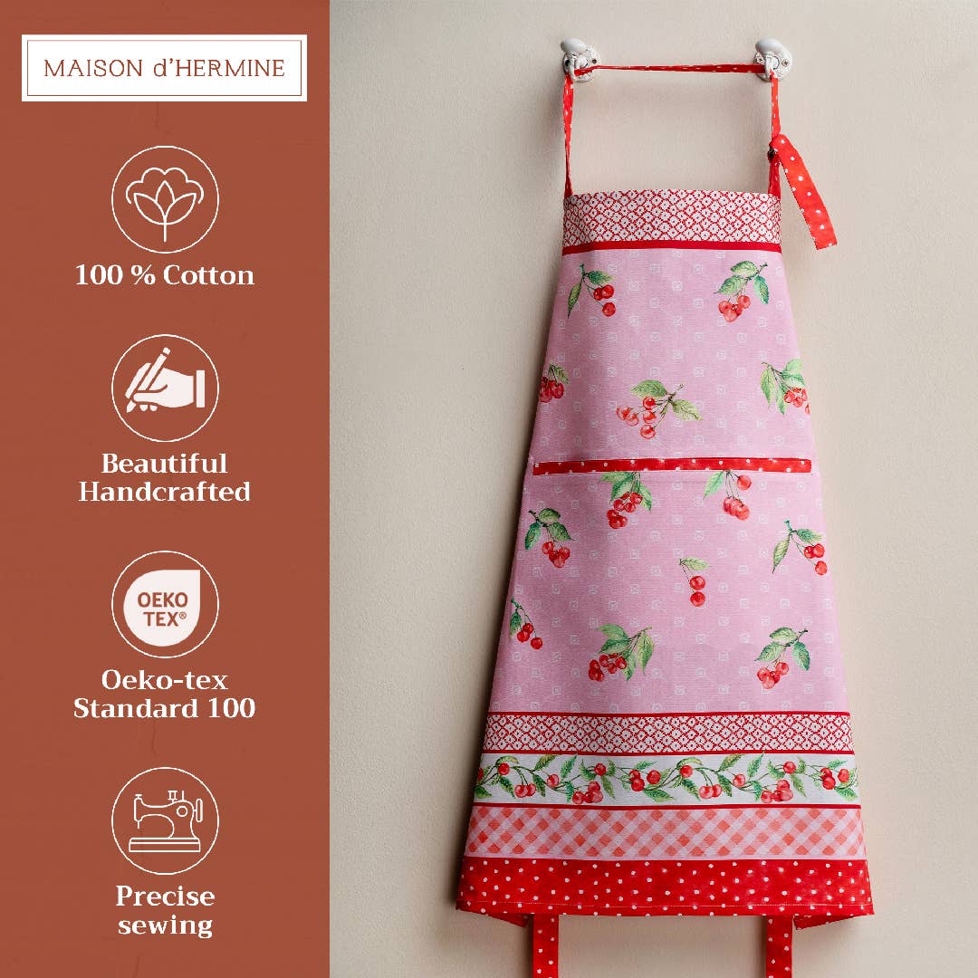 Apron 100% Cotton - Pink Cherries