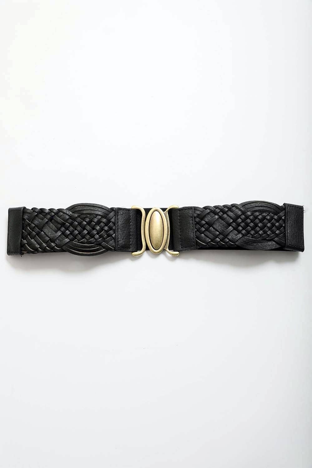 CC Oval Buckle Braided Elastic Belt – Black, Brown, Camel