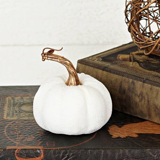 4in Velvet Pumpkin in Cream