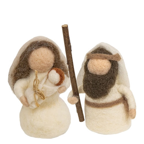 Mary, Joseph, Jesus Nativity Felted Ornament Set