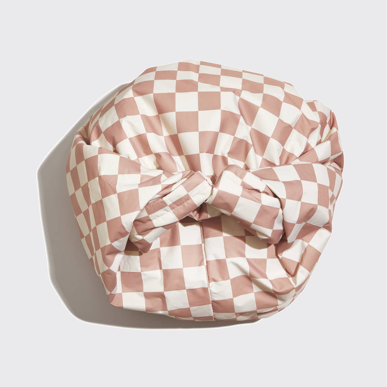 CC Satin Lined Flexi Shower Cap - Terracotta Checker