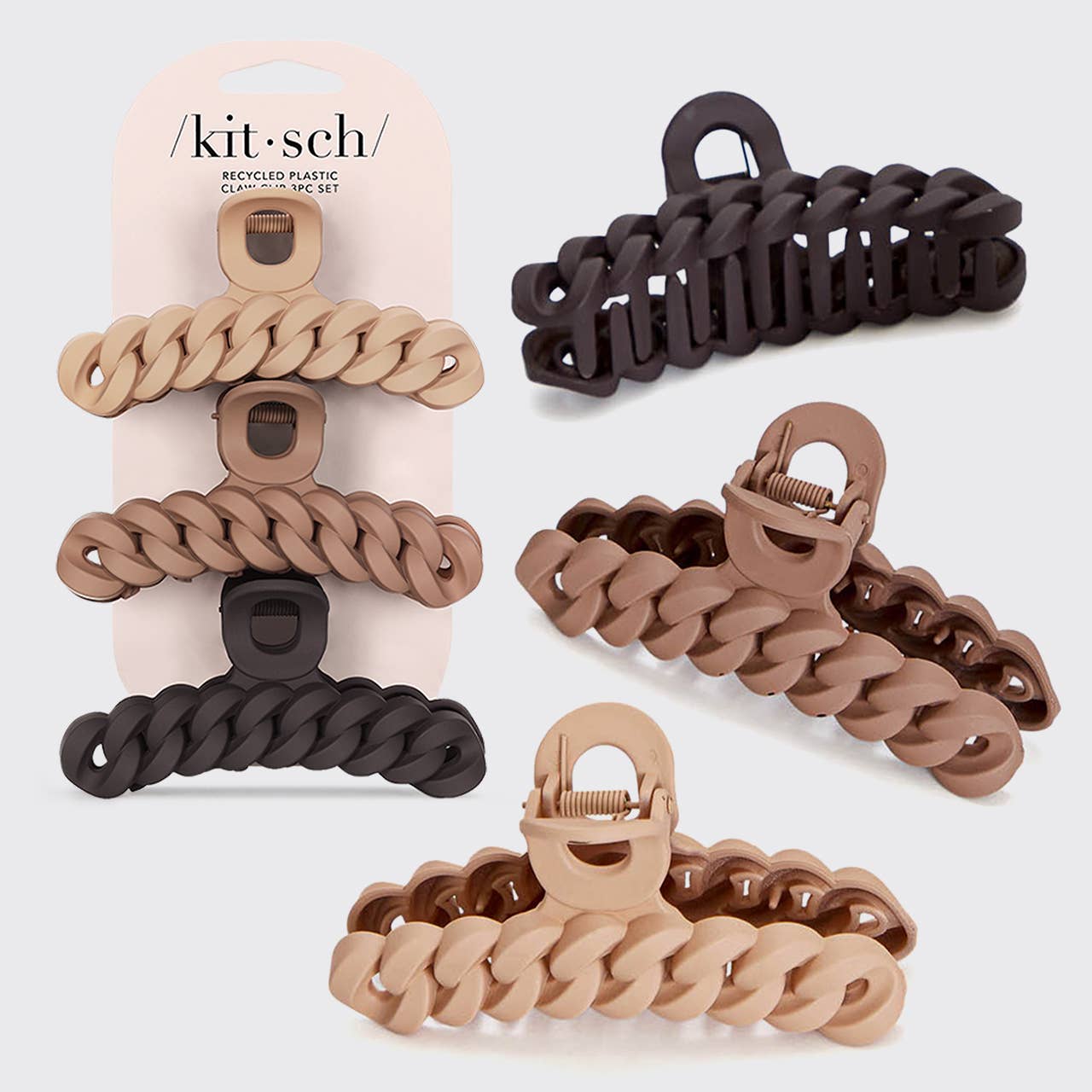CC Eco-friendly Chain Claw Clip 3pc Set - Neutral