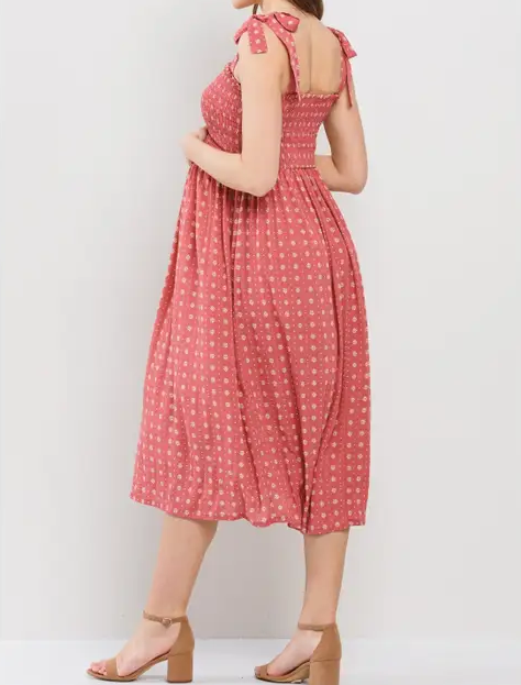 Daisy Print Smocking Dress in Marsala MATERNITY