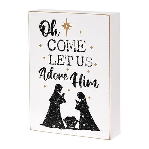 Oh Come Let Us Adore Him Nativity Box Sign
