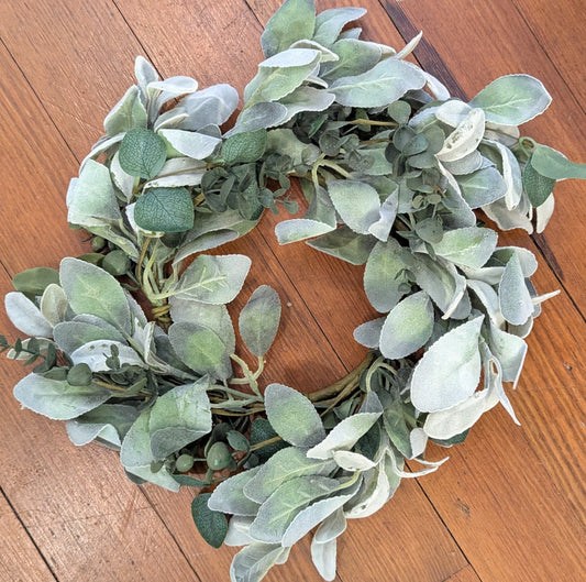 Velvet Lamb's Ear & Eucalyptus Wreath, 6.5"