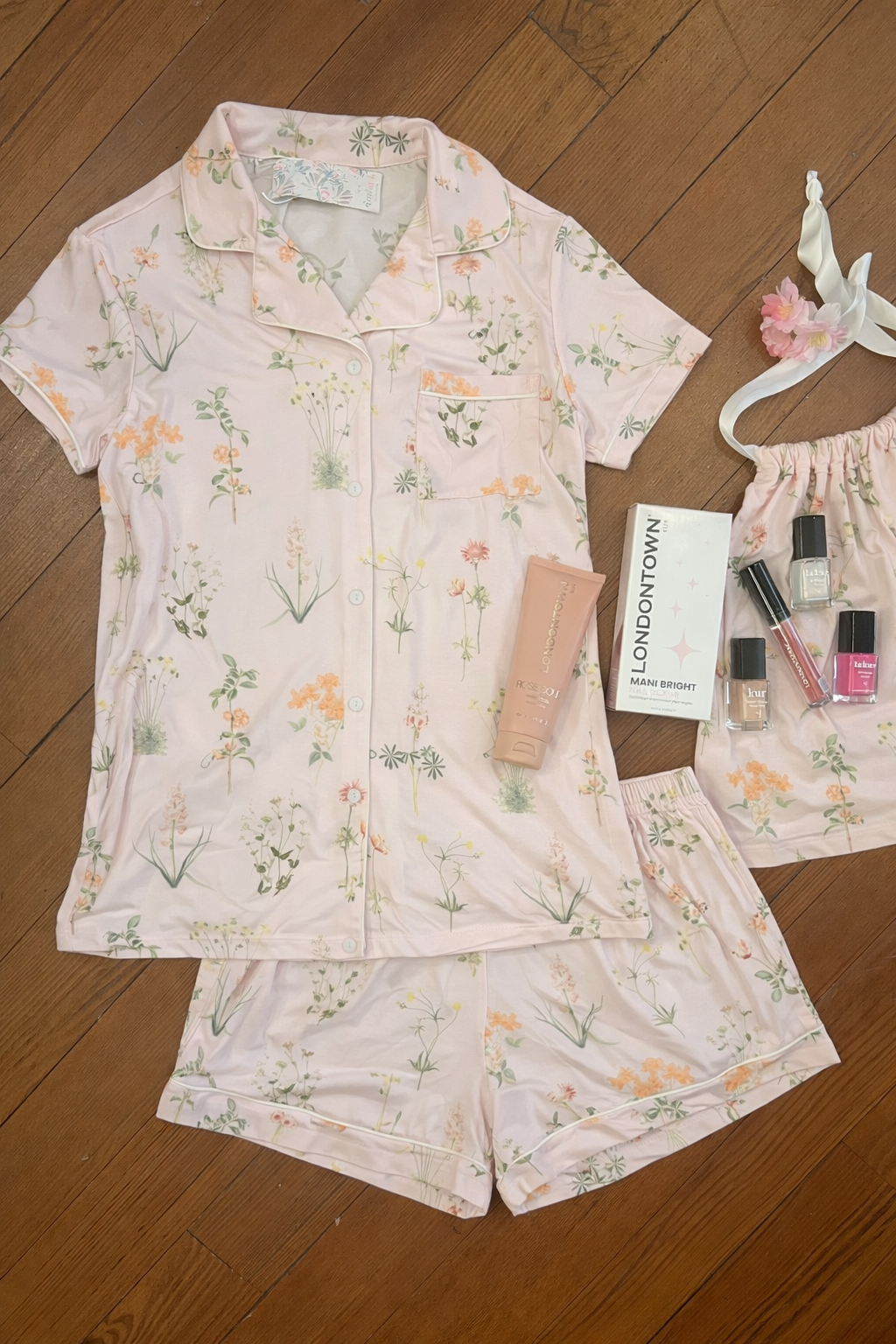 Pastel Floral Pajama Short Set