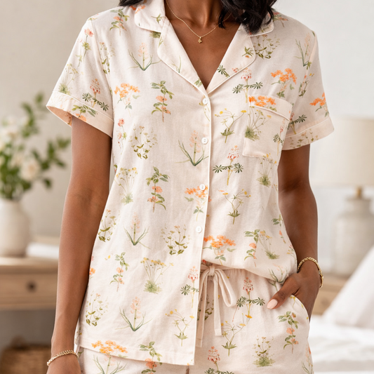 Pastel Floral Pajama Short Set 2828