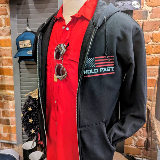 Hold Fast We The People Hooded Sweatshirt in Black MEN 354