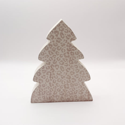 Chunky Wood Sitter Cheetah Christmas Tree
