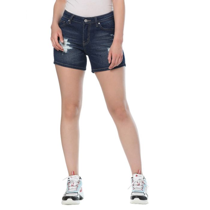 Taking a Chance on Love Distressed Denim Shorts 2795